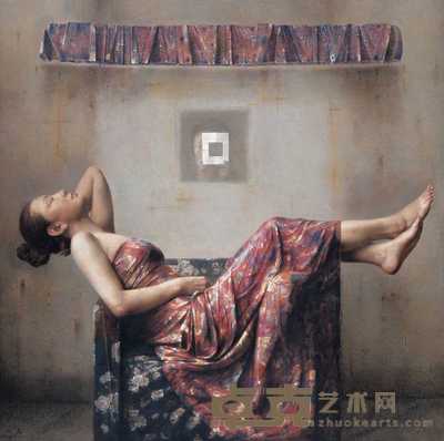 罗文勇 红裙 110×110cm